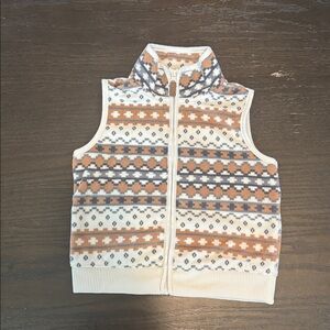 Carter's Geometric Fleece Vest - White, Gray, Tan